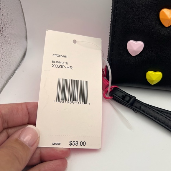 Betsy Johnson Colorful Heart-Studded Black Wristlet - Picture 3 of 4